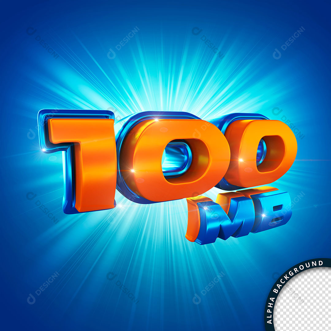 Internet 100Mb Megabyte Selo 3D Para Composição PSD