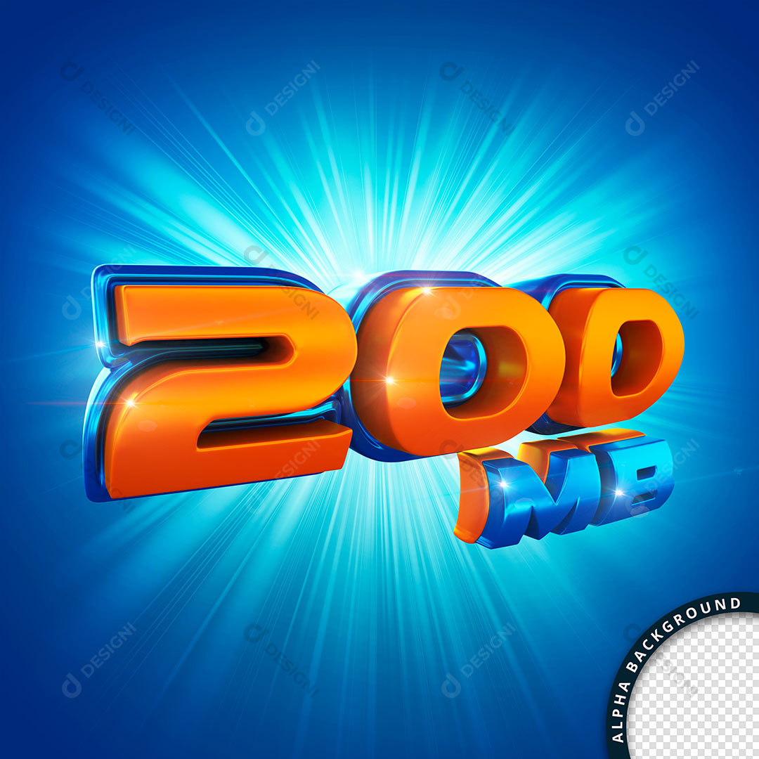 Internet 200Mb Megabyte Selo 3D Para Composição PSD