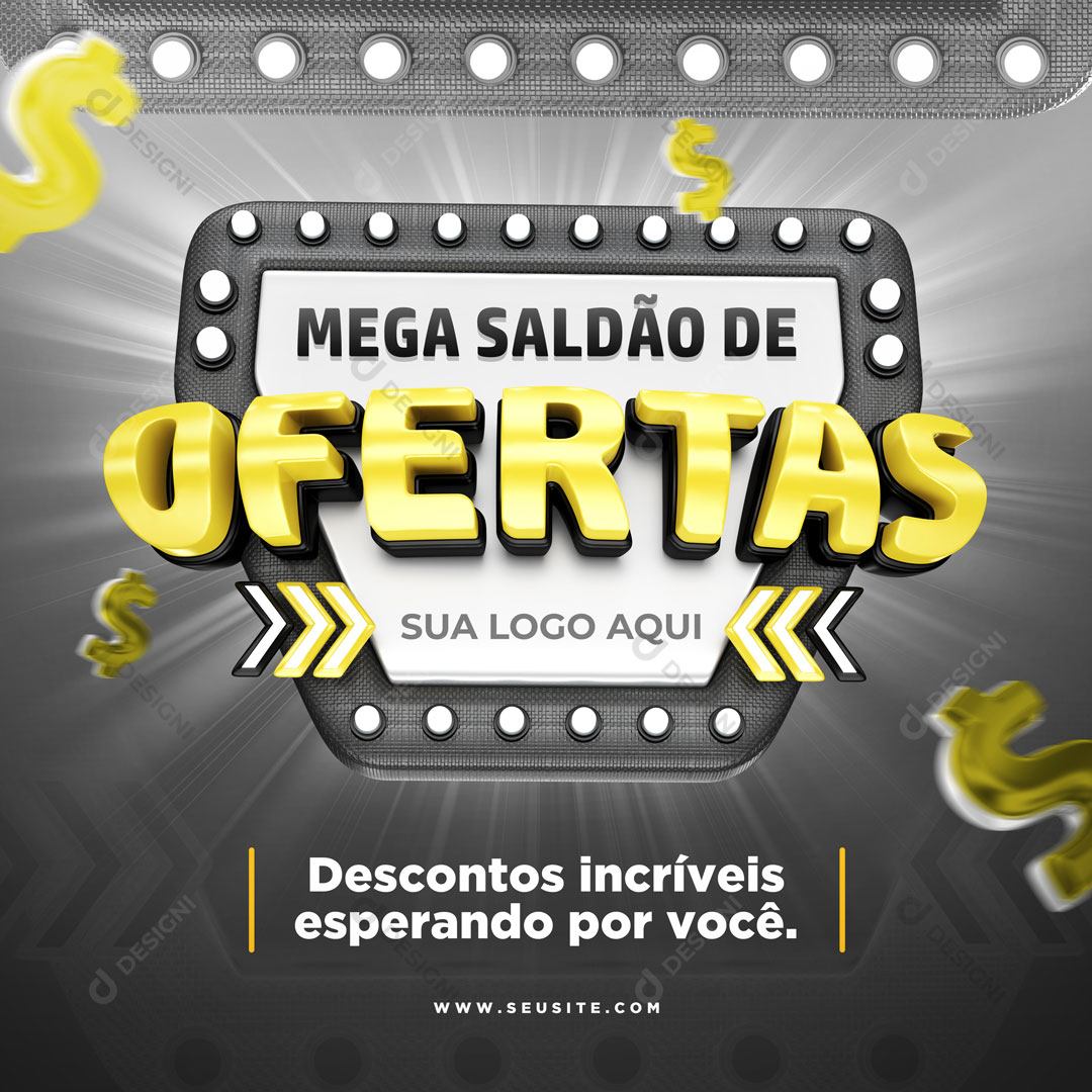 Mega Saldão de Ofertas Selo 3D PSD Editável