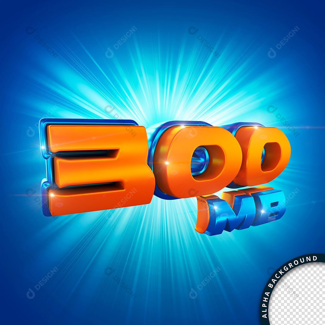 Internet 300Mb Megabyte Selo 3D Para Composição PSD