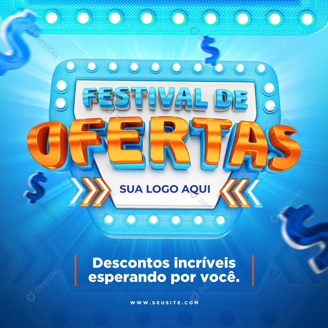 Festival de Ofertas Selo 3D Loja Promoção PSD Editável