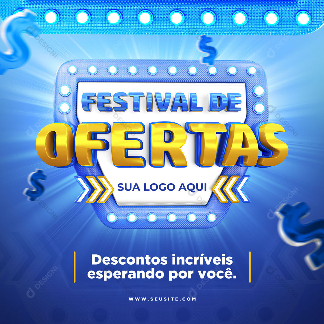 Festival de Ofertas Selo 3D Loja Promoção PSD Editável