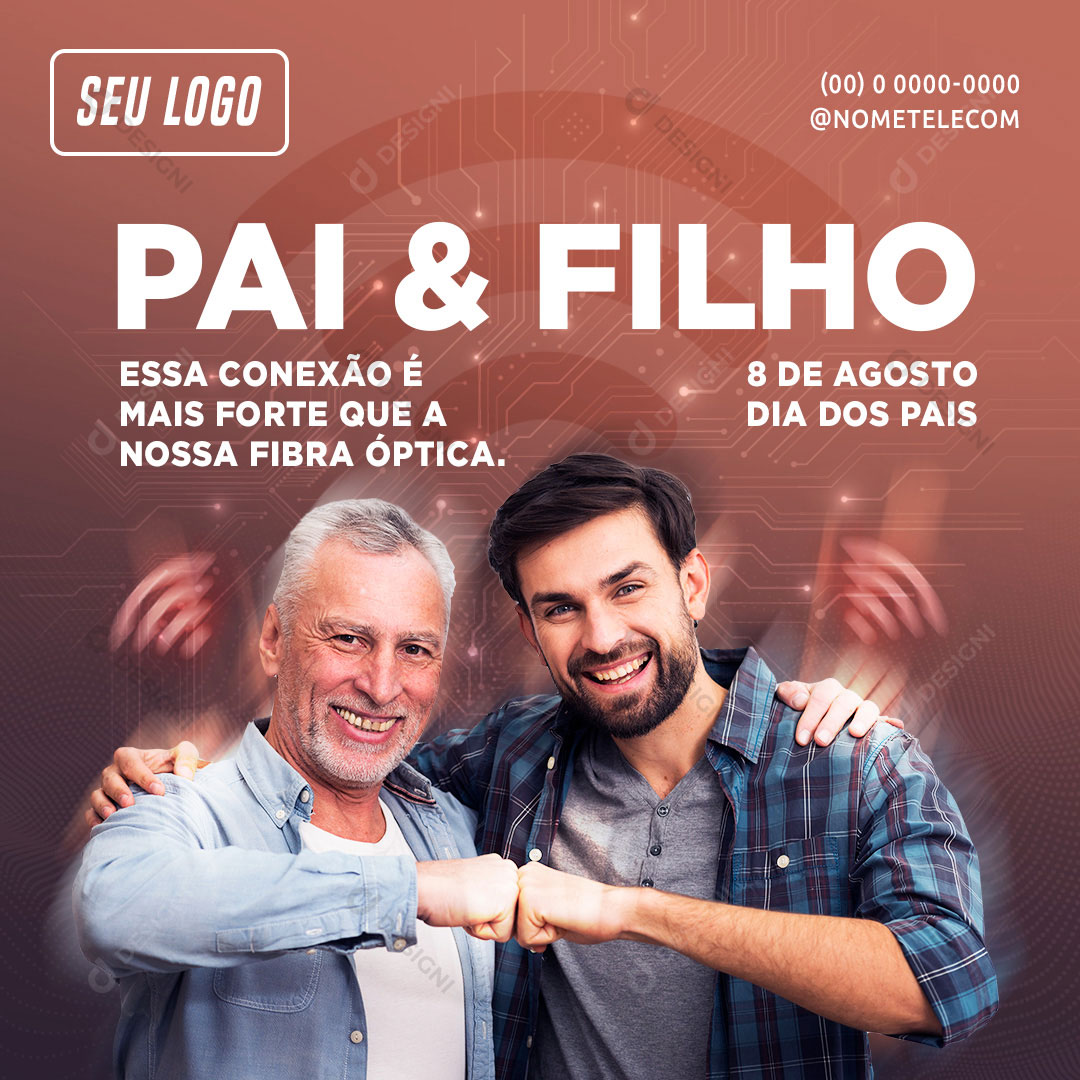 Internet Pai e Filho Conexão Social Media PSD Editável