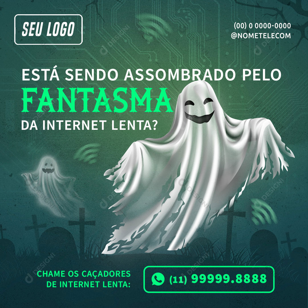 Internet Fantasma da Internet Lenta Social Media PSD Editável