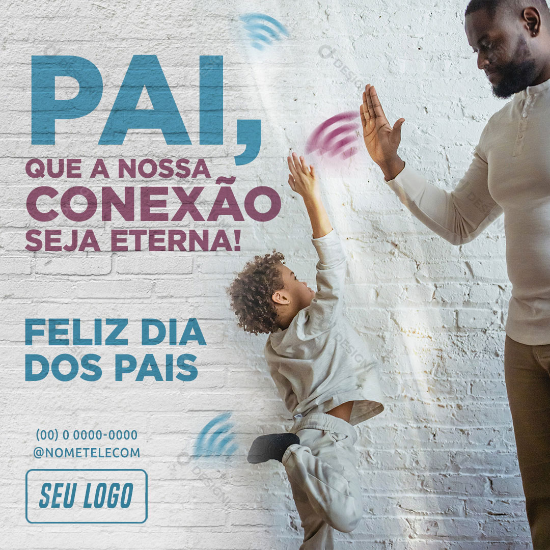 Internet Pai e Filho Conexão Social Media PSD Editável