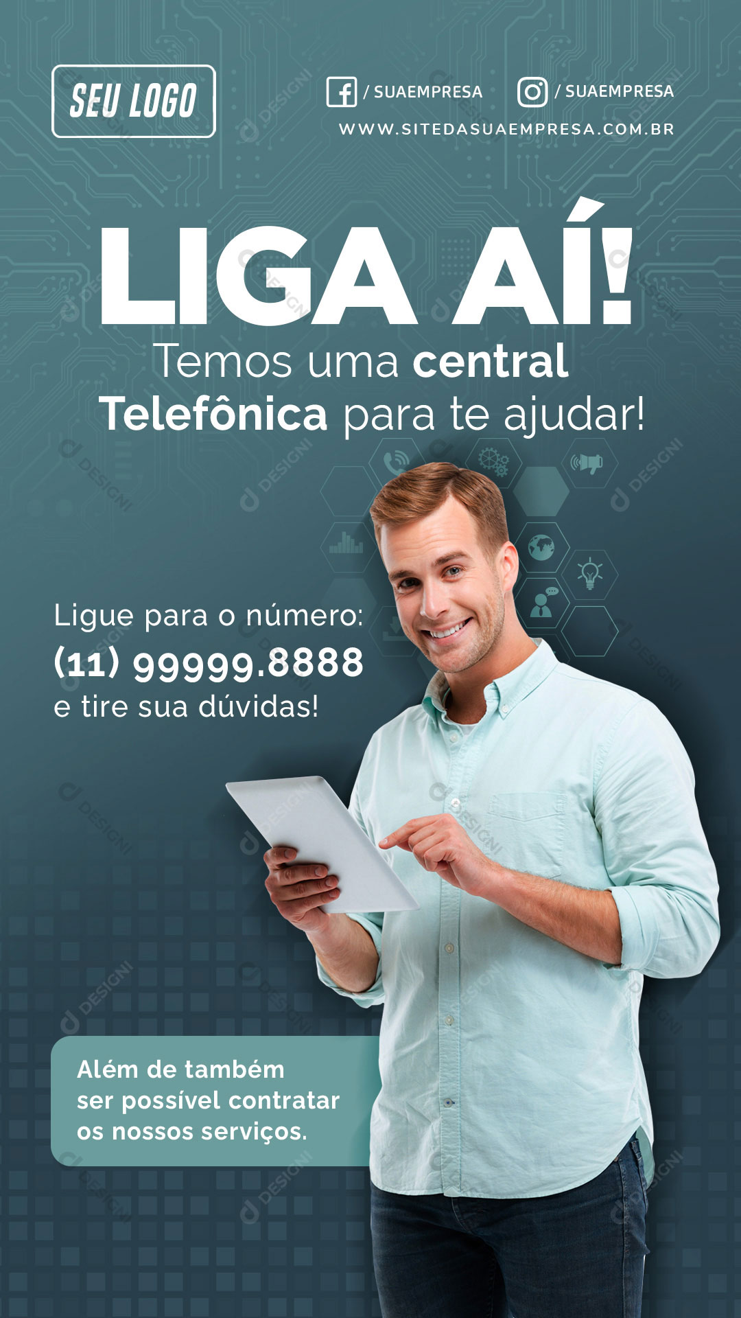 Story Internet Central Telefõnica Para ti Ajudar Social Media PSD Editável