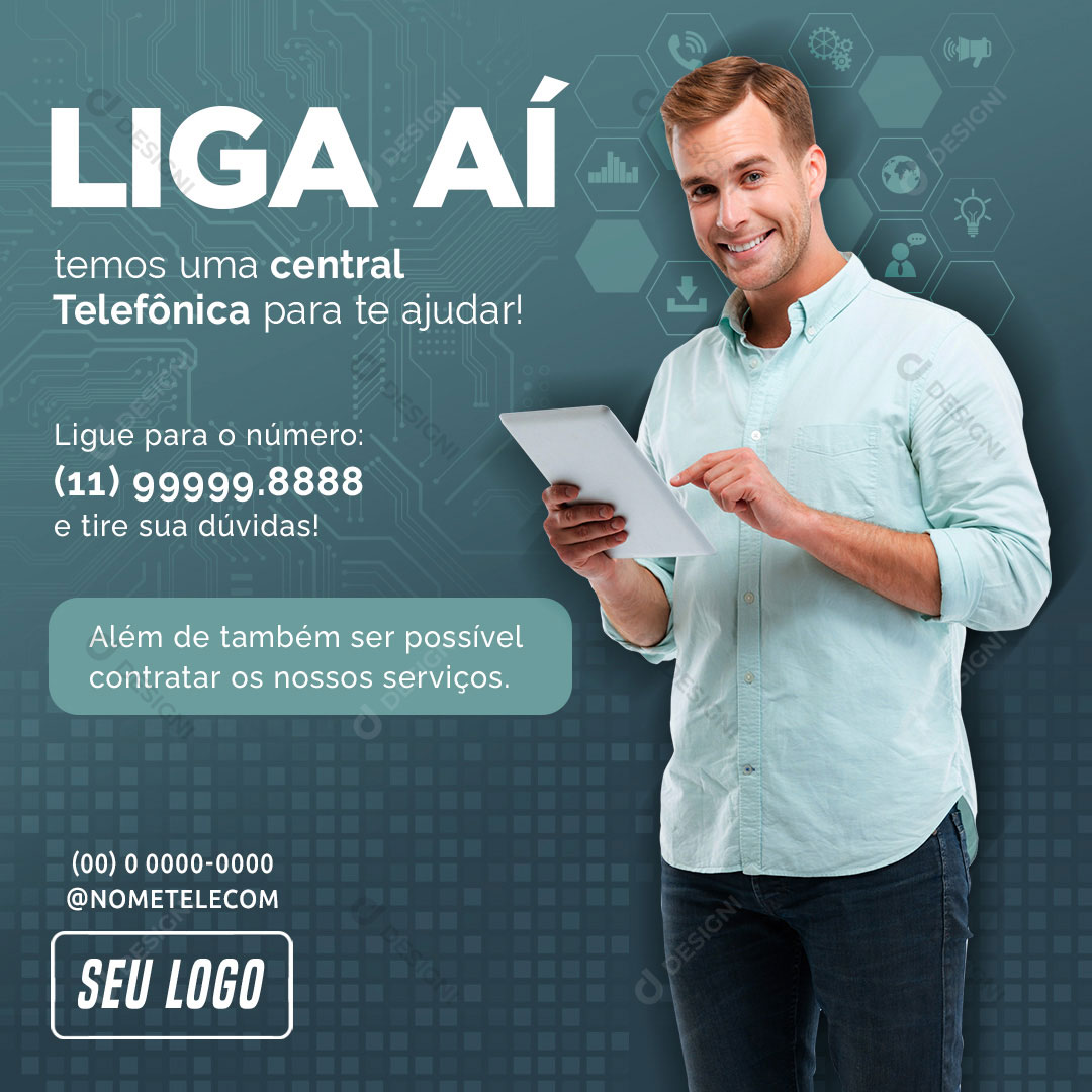 Internet Central Telefõnica Para ti Ajudar Social Media PSD Editável