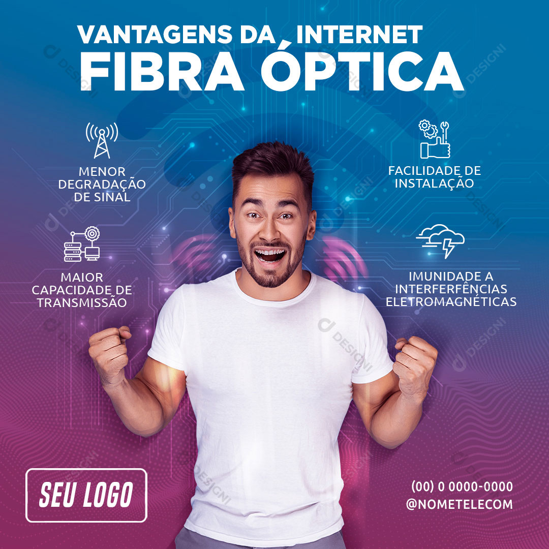 Internet Vantagens da Internet Social Media PSD Editável