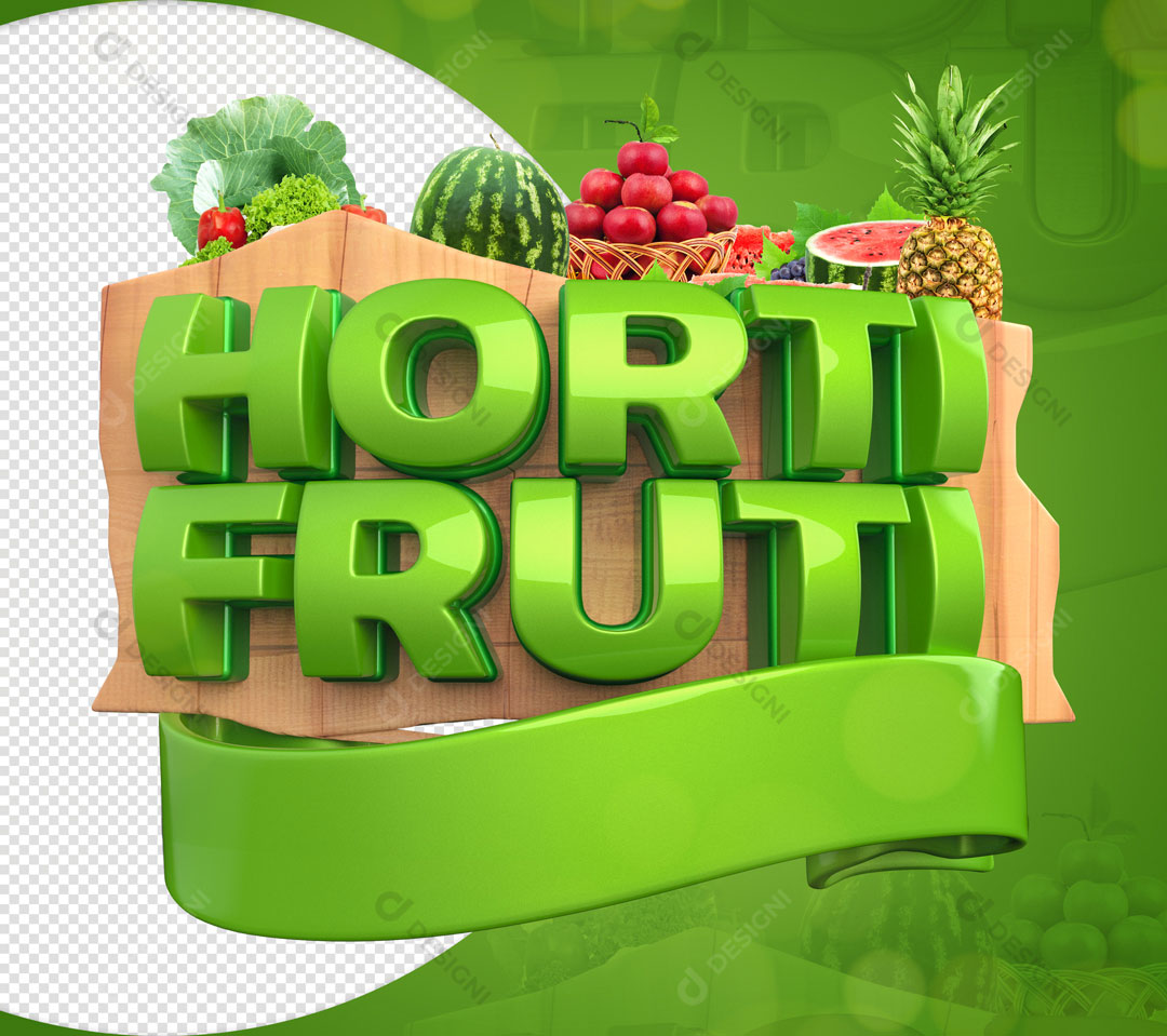 Hortifruti Selo 3D Elemento Para Composição PSD
