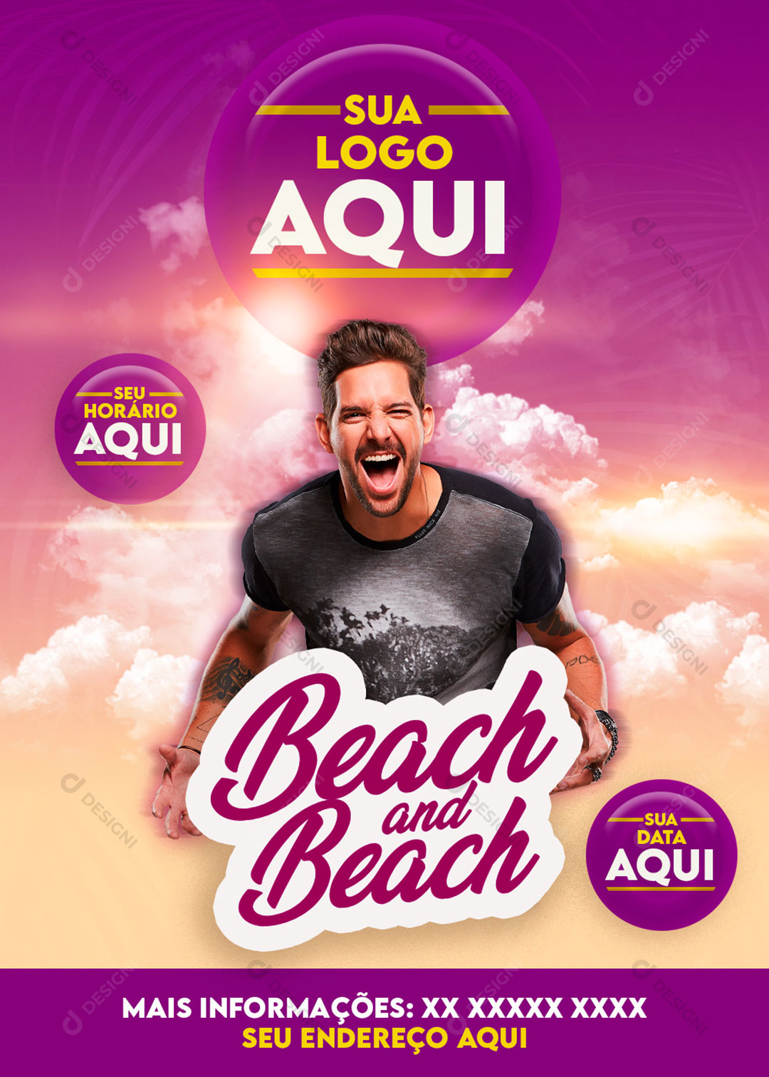 Flyer Evento Show Beach And Beach Artista Social Media PSD Editável