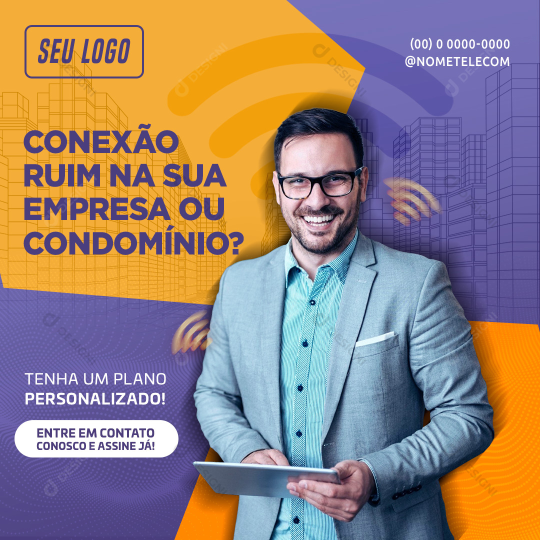 Conexão Ruim Na Sua Empresa ou Condomínio Social Media PSD Editável