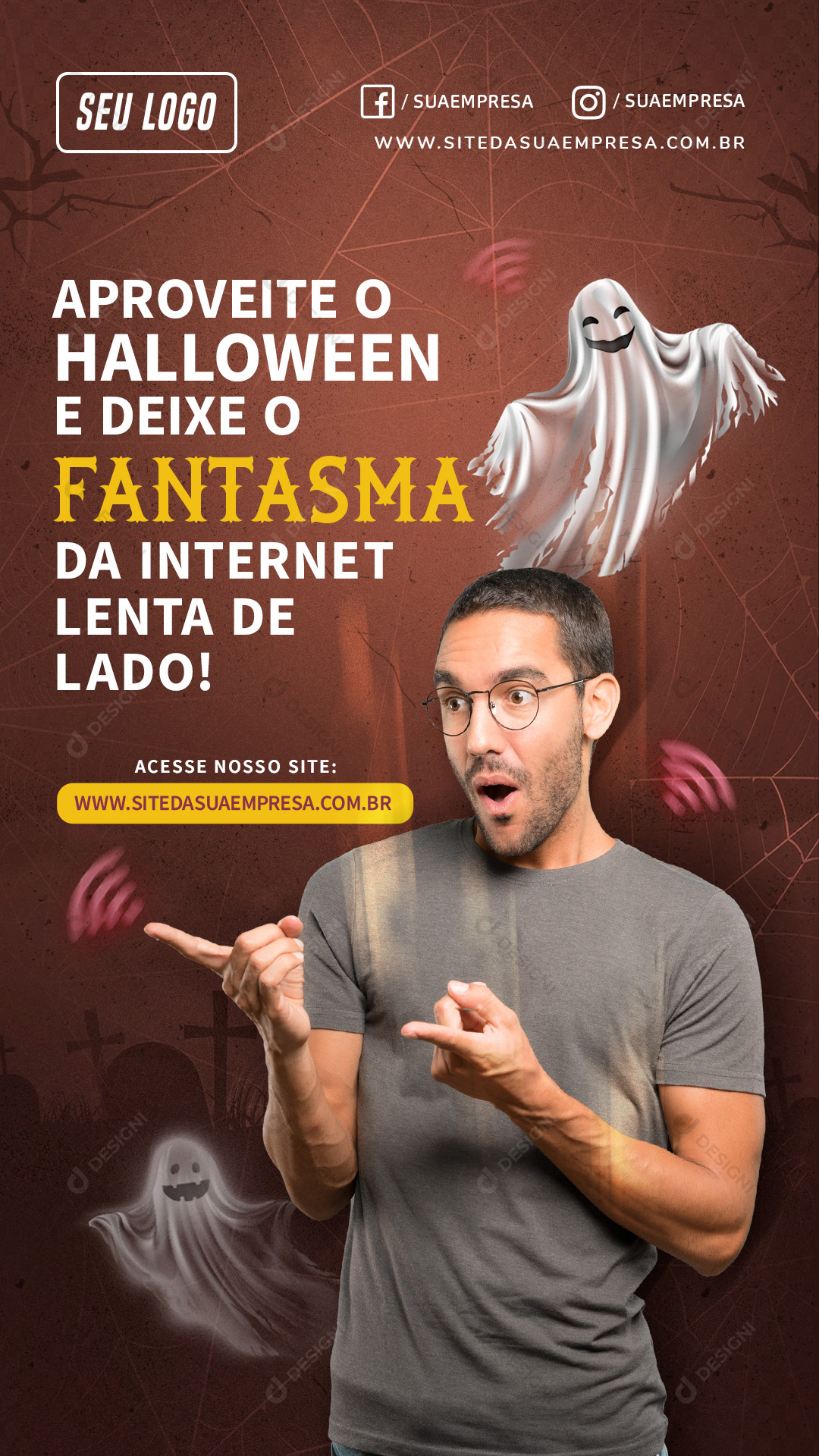 Deixe o Fantasma da Internet Lenta de Lado Stories Social Media PSD Editável