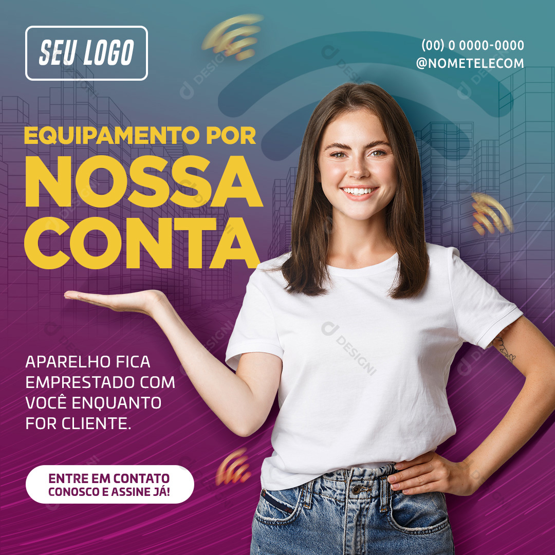 Equipamento Por Nossa Conta Internet Social Media PSD Editável