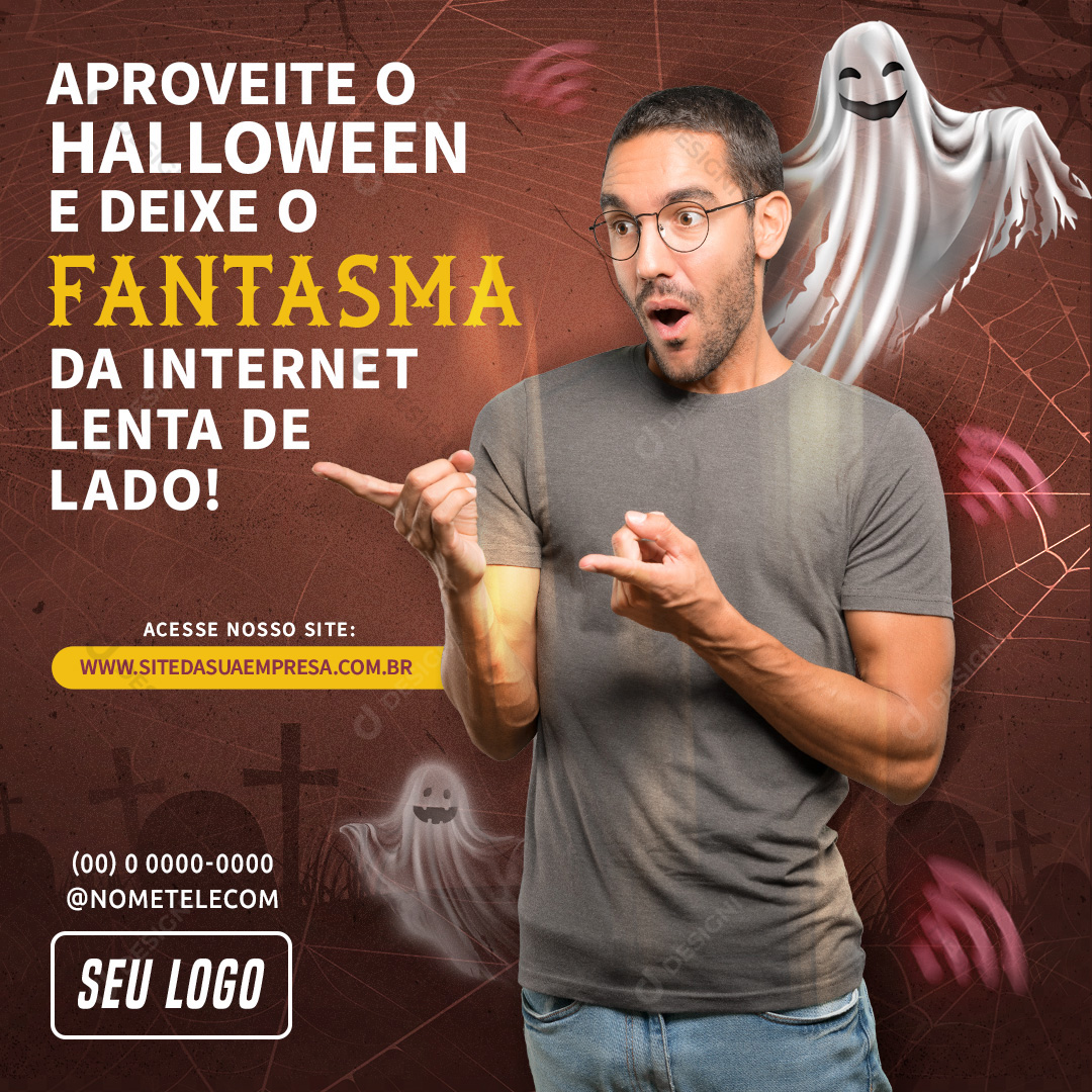 Deixe o Fantasma da Internet Lenta de Lado Social Media PSD Editável