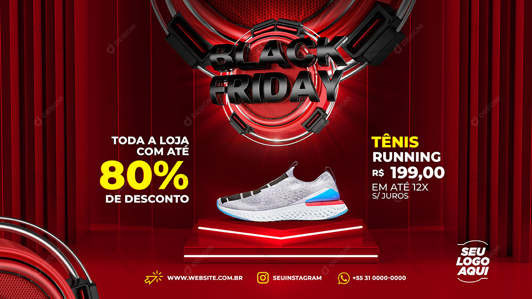 Loja Black Friday Produto Tênis Social Media PSD Editável