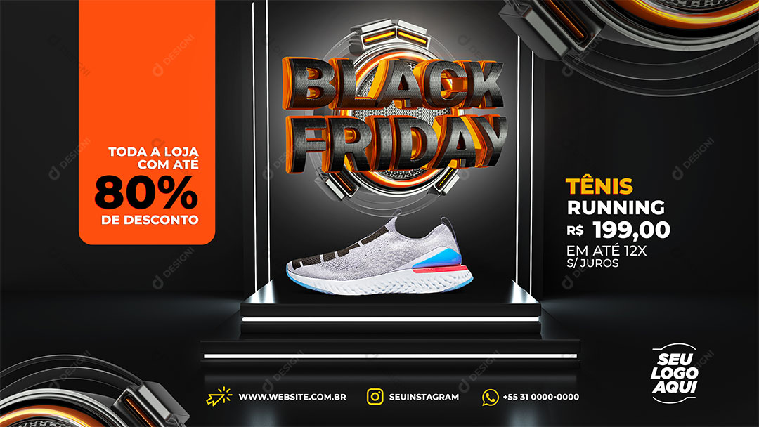 Loja Black Friday Produto Tênis Social Media PSD Editável