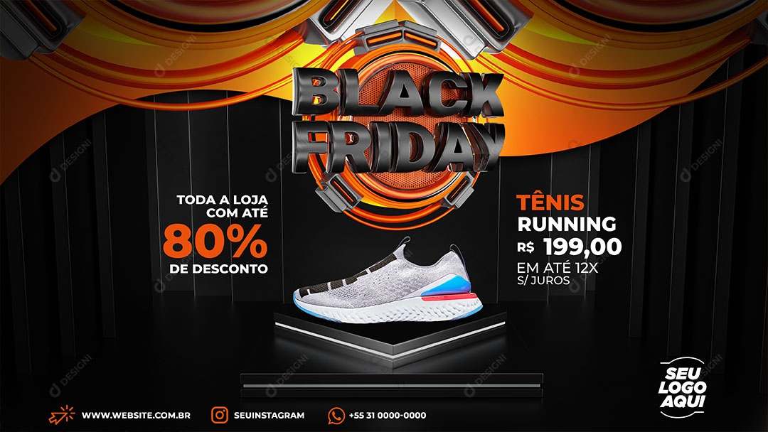 Loja Black Friday Produto Tênis Social Media PSD Editável