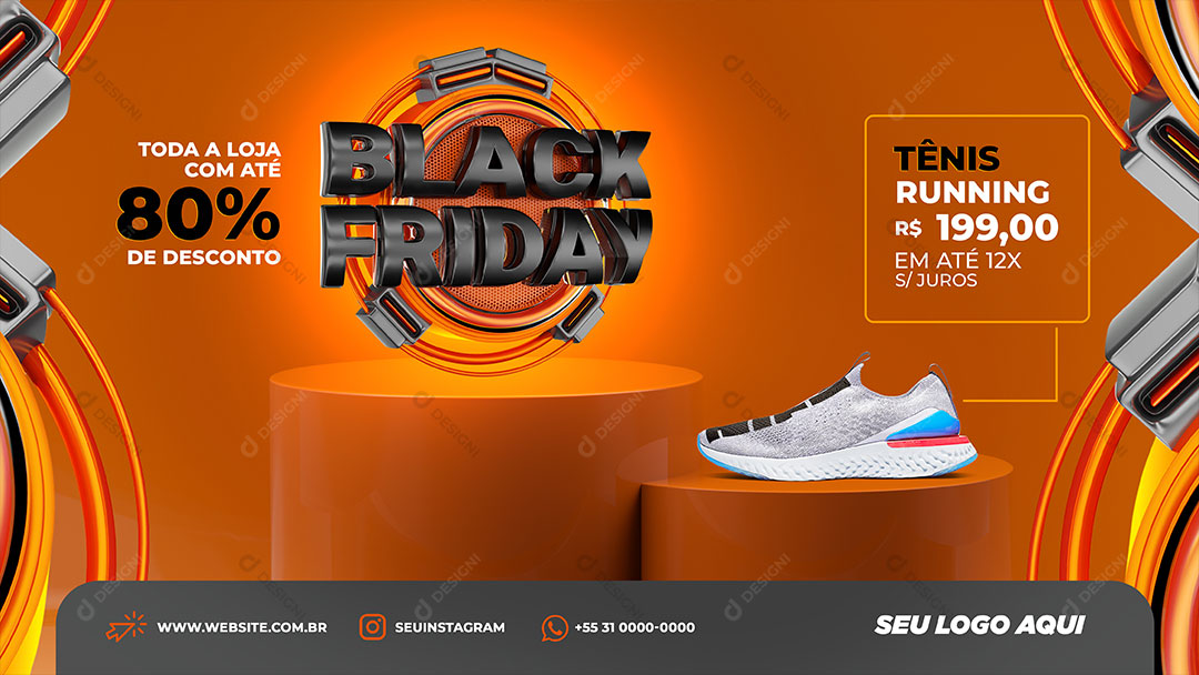 Loja Black Friday Produto Tênis Social Media PSD Editável