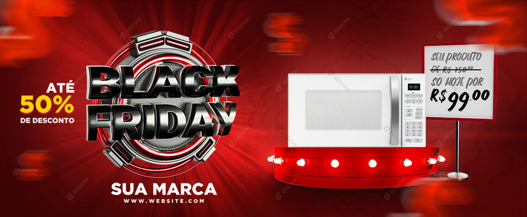 Loja Black Friday Produto Micro Ondas Social Media PSD Editável
