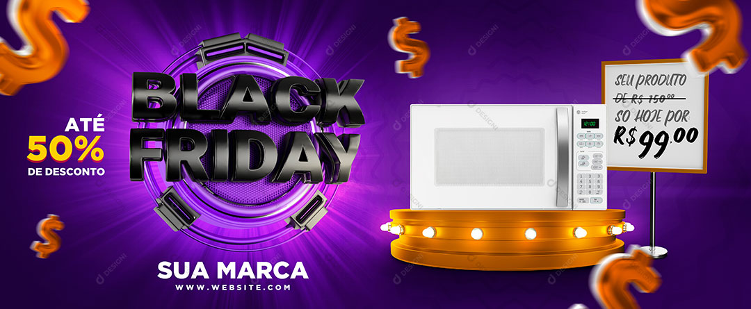 Loja Black Friday Produto Micro Ondas Social Media PSD Editável
