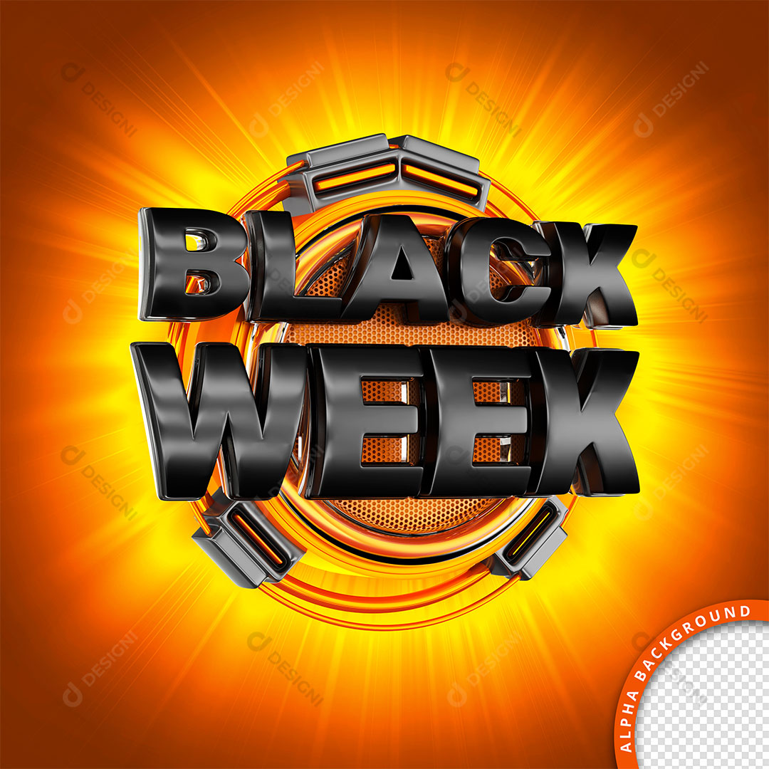 Black Week Selo 3D Elemento Para Composição PSD