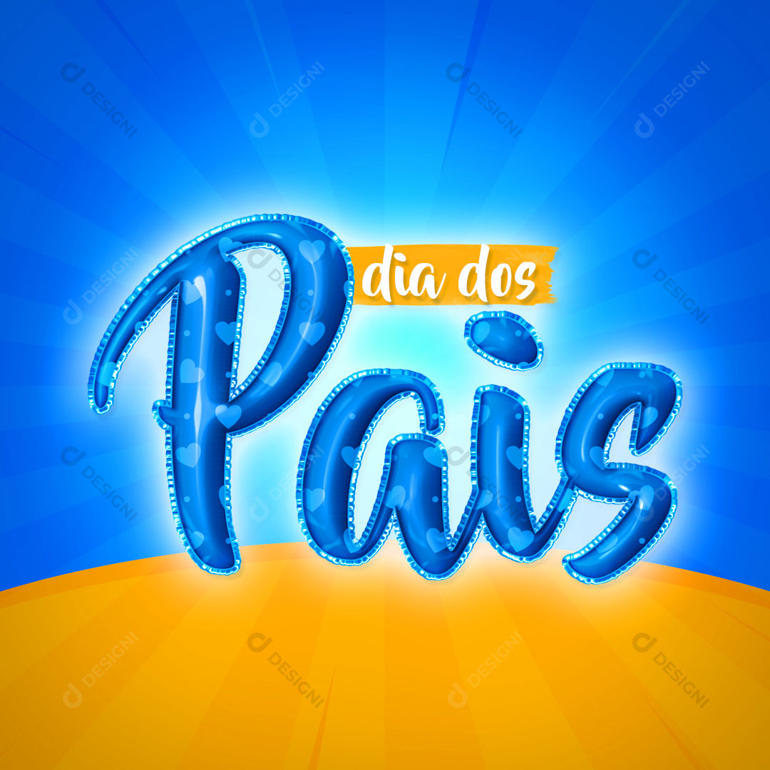 Dia dos Pais Selo 3D Texto Editável PSD
