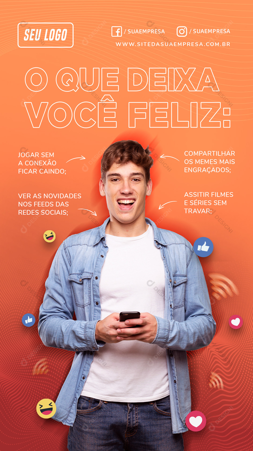 O Que Te Deixa Feliz Stories Social Media PSD Editável