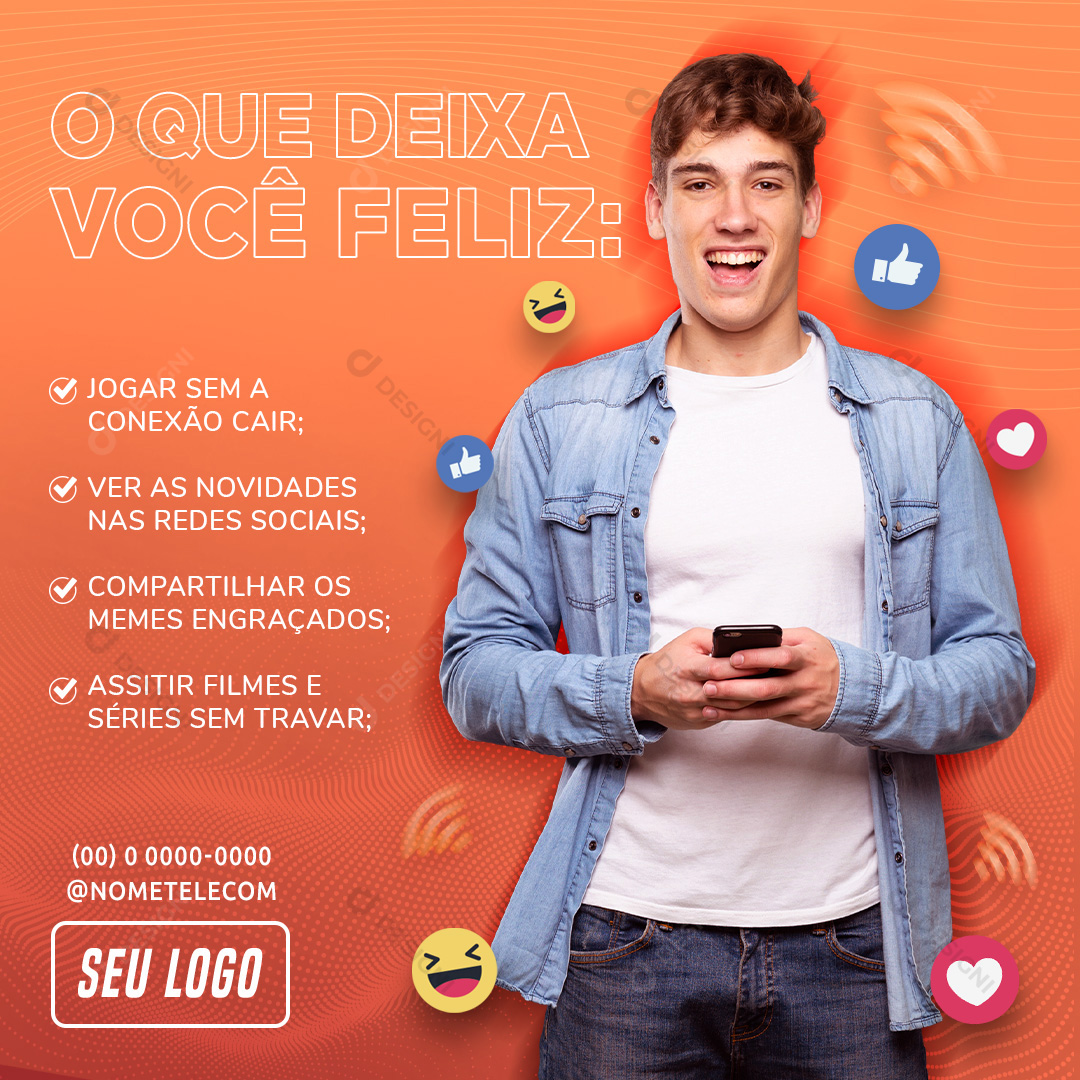 O Que Te Deixa Feliz Social Media PSD Editável