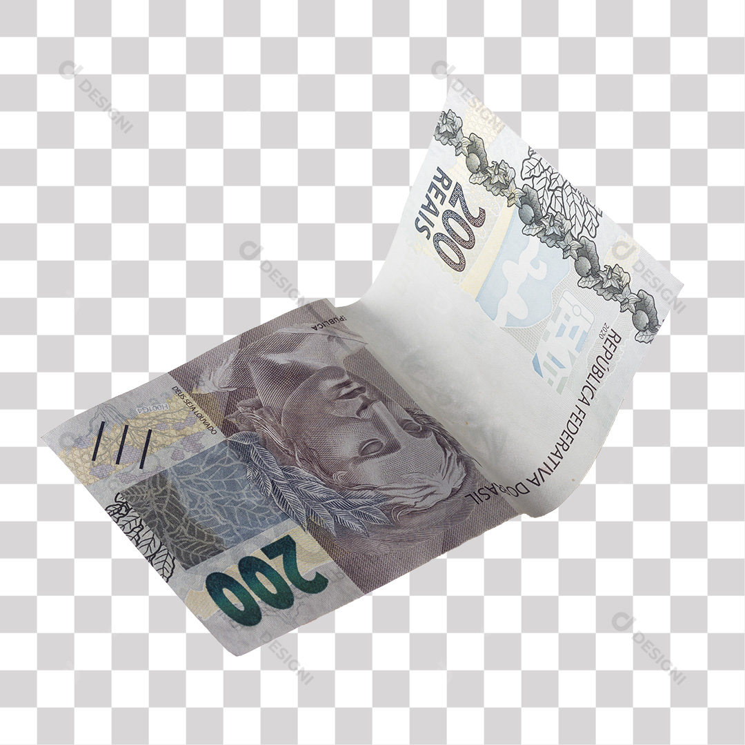 Nota de 200 Reais Recortada Sem Fundo PNG