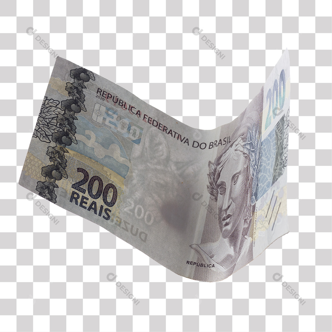 Nota de 200 Reais Recortada PNG Transparente Sem Fundo