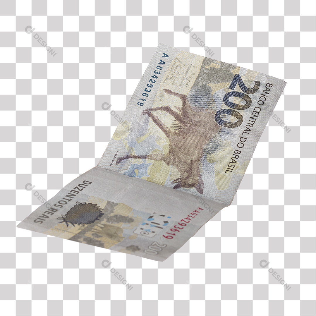 Nota de 200 Reais Recortada PNG Transparente Sem Fundo