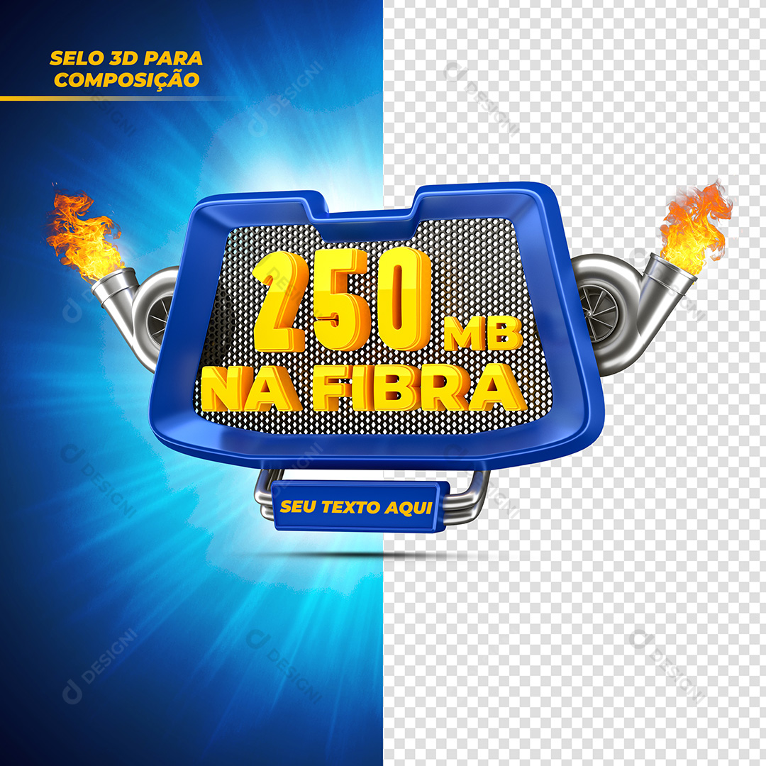 Selo 3D Internet 250 MB Na Fibra PSD Texto Editável