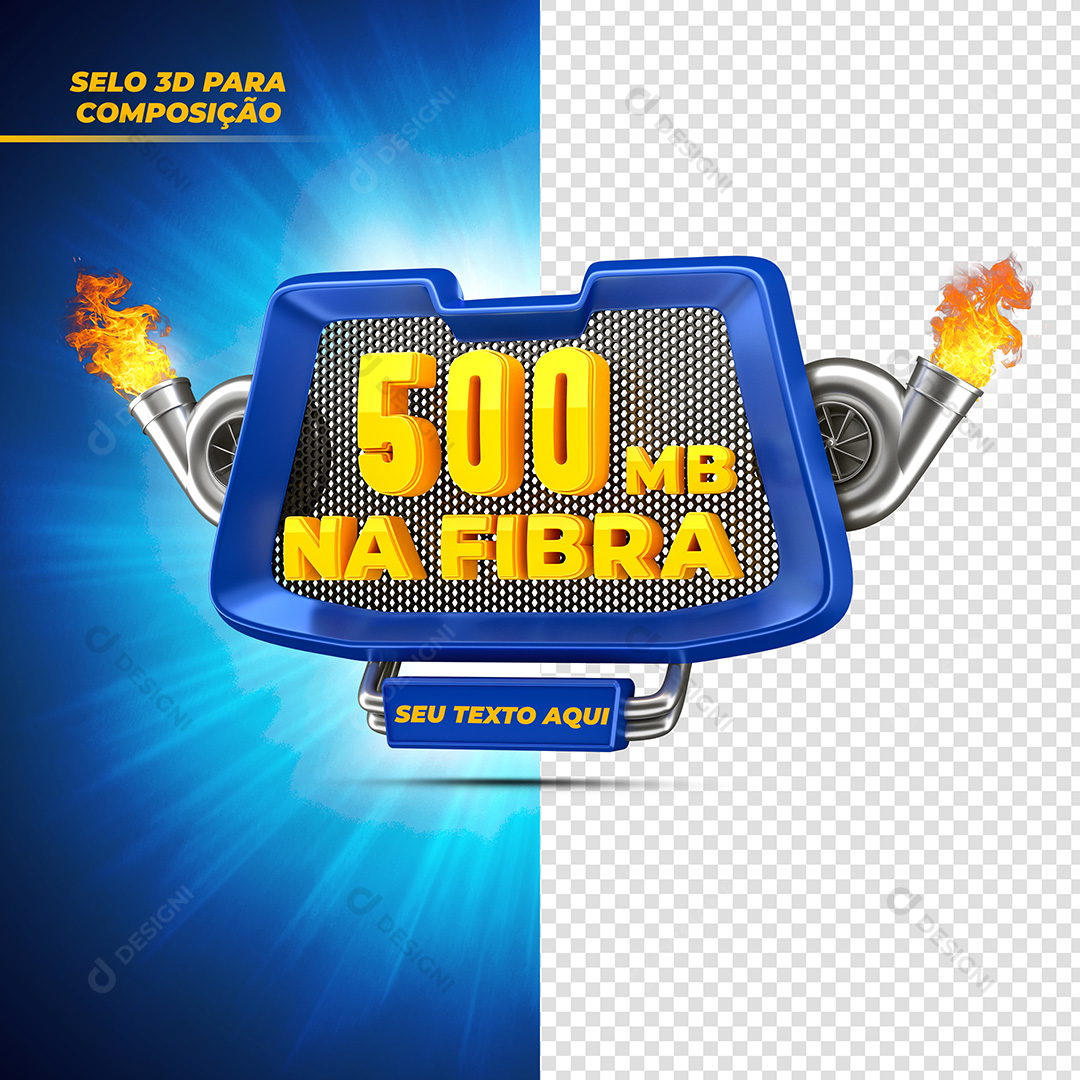 Selo 3D Internet 500 MB Na Fibra PSD Texto Editável