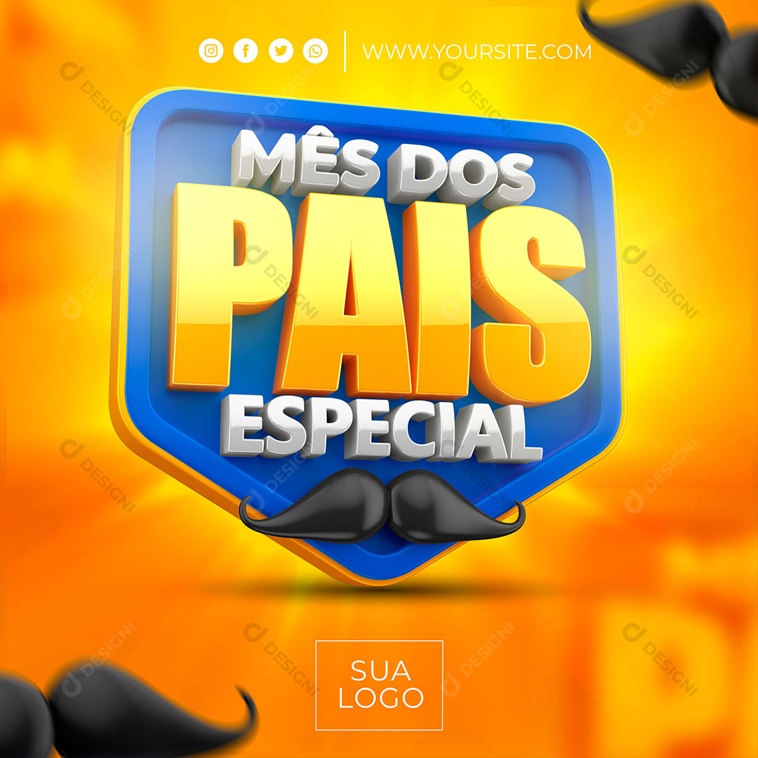 Mês dos Pais Especial Selo 3D Para Composição PSD Editável