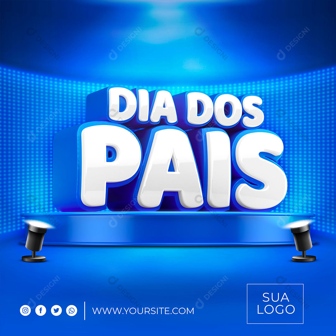 Father's Day Base Stamp 3D Element For Compositing Editable PSD