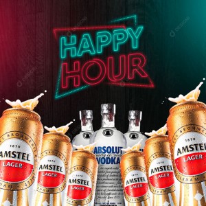 Distribuidora Cerveja Happy Hour Produtos Social Media PSD Editável