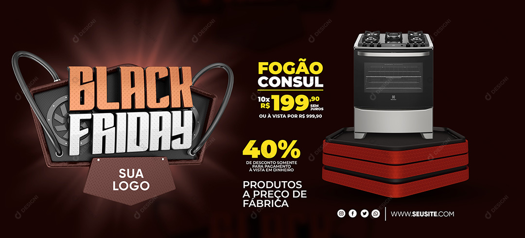 Banner Black Friday Fogão Consul Eletrodomésticos Social Media PSD Editável
