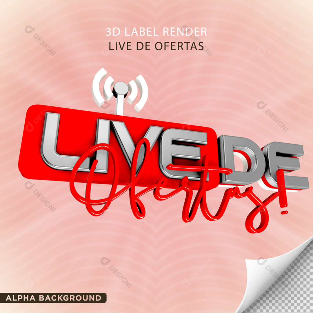 Live de Ofertas Selo 3D Para Composição PNG Transparente