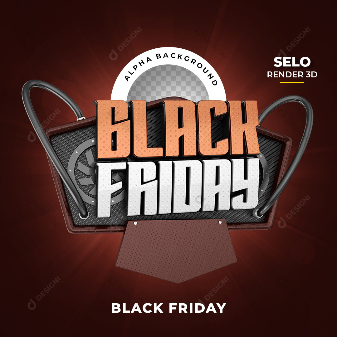 Selo 3D Black Friday PNG Transparente Sem Fundo