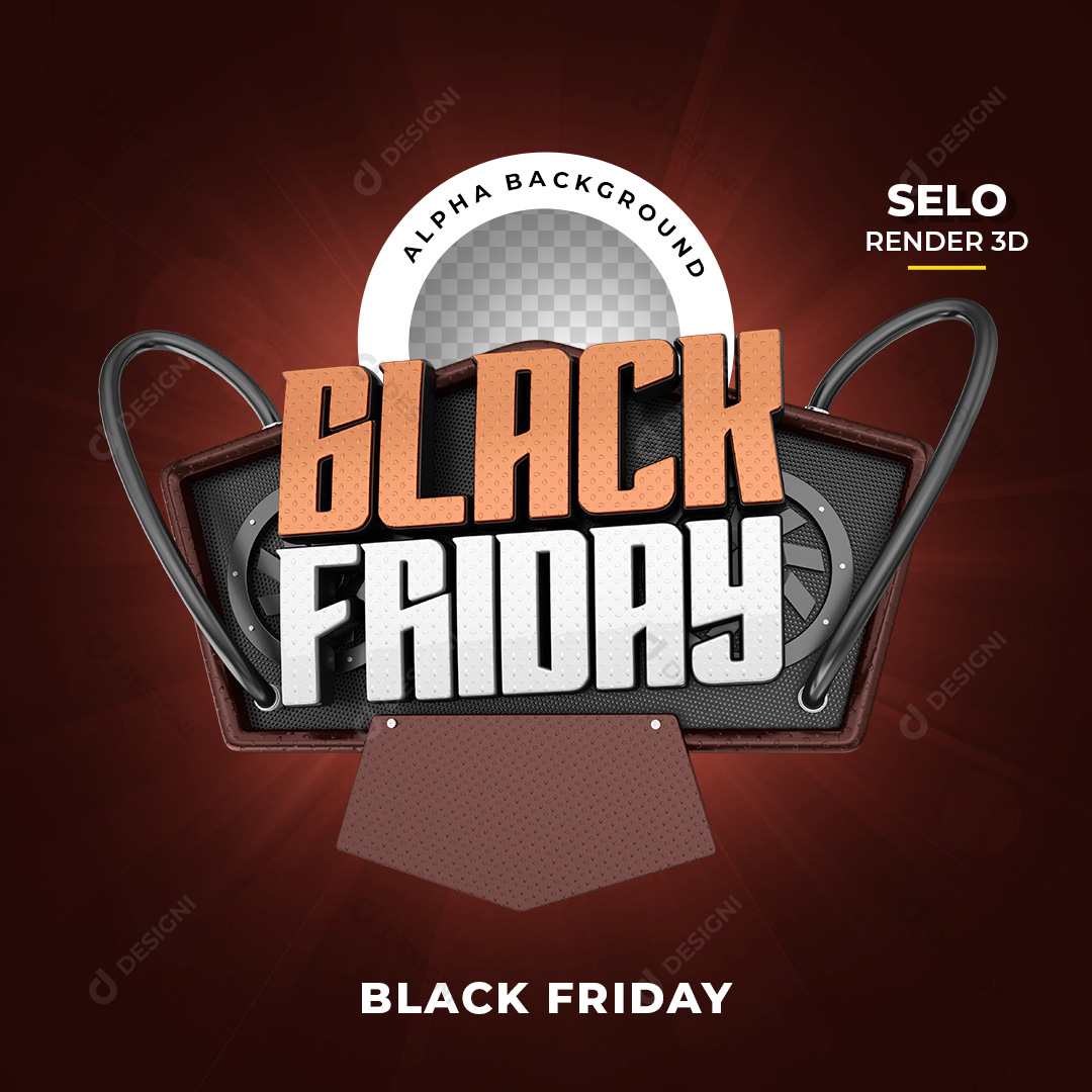 Selo 3D Black Friday PNG Transparente Sem Fundo