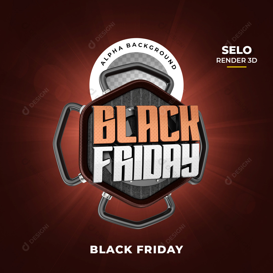 Selo 3D Black Friday PNG Transparente Sem Fundo