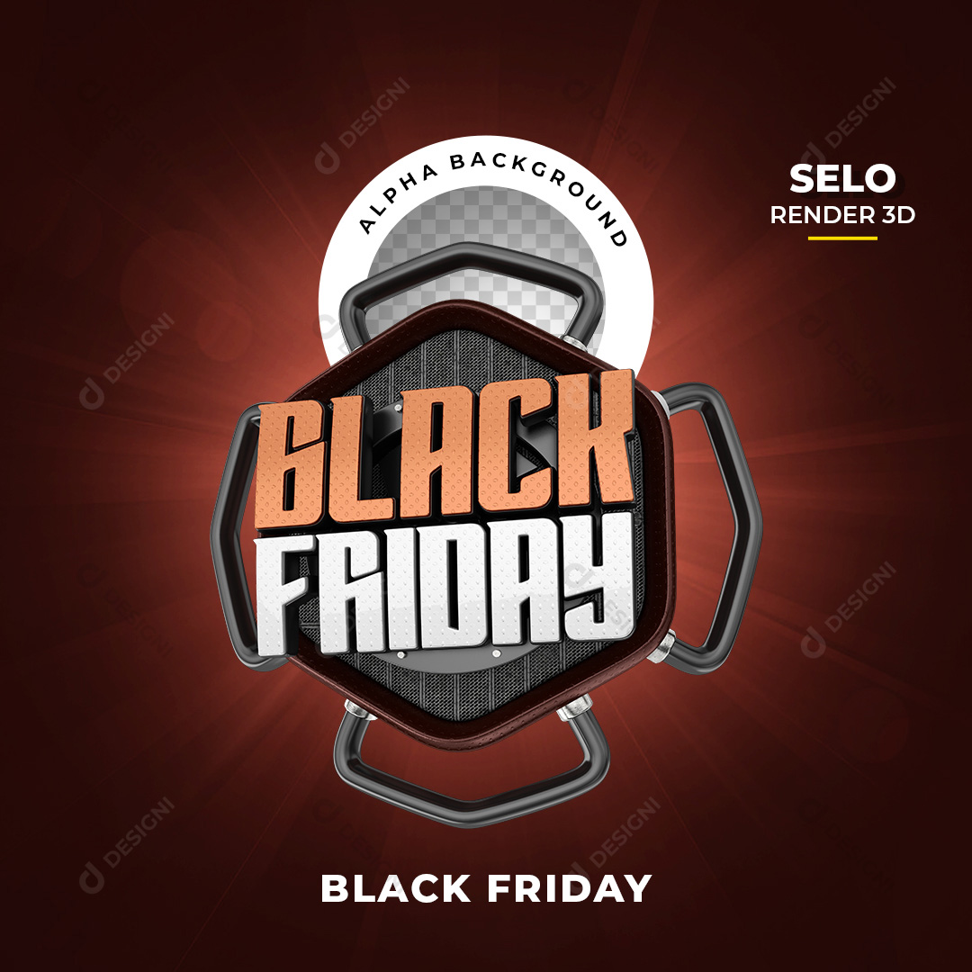 Selo 3D Black Friday PNG Transparente Sem Fundo