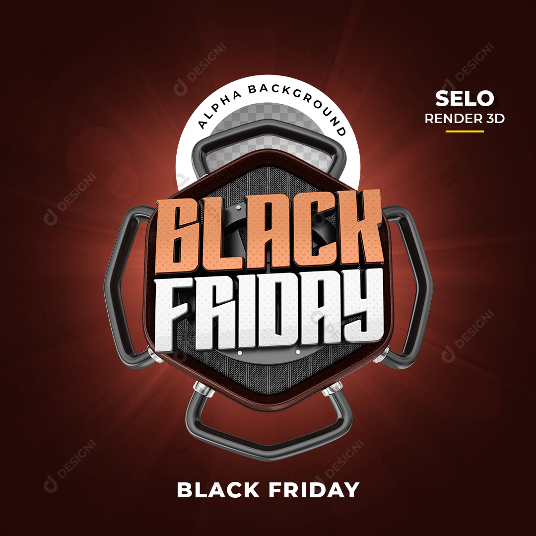 Selo 3D Black Friday PNG Transparente Sem Fundo