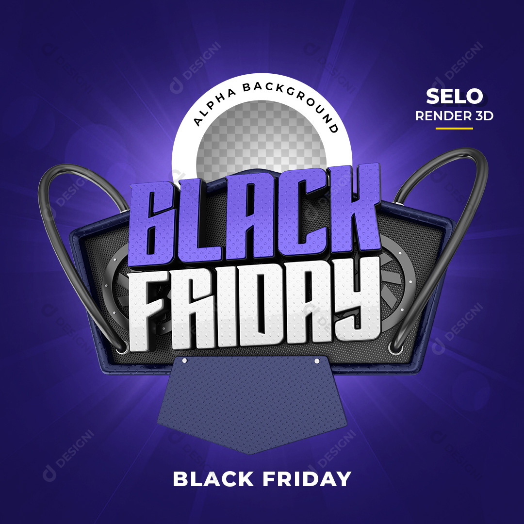 Selo 3D Black Friday PNG Transparente Sem Fundo