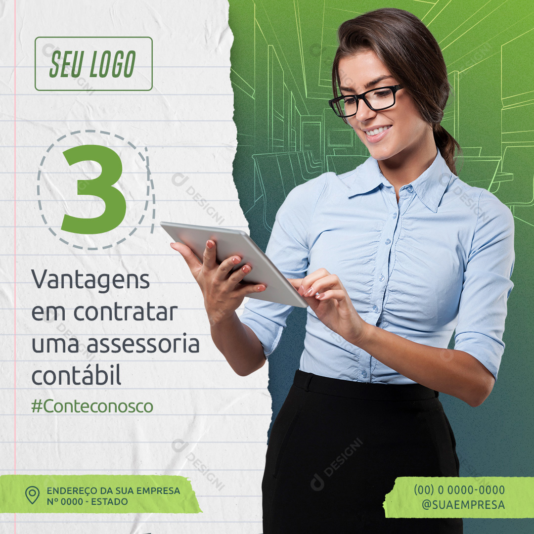 3 Vantagens em Contratar uma Assessoria Contábil Social Media PSD Editável