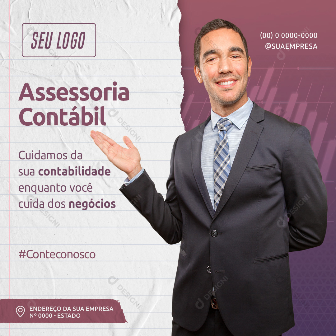 Cuidamos da sua Contabilidade Social Media PSD Editável