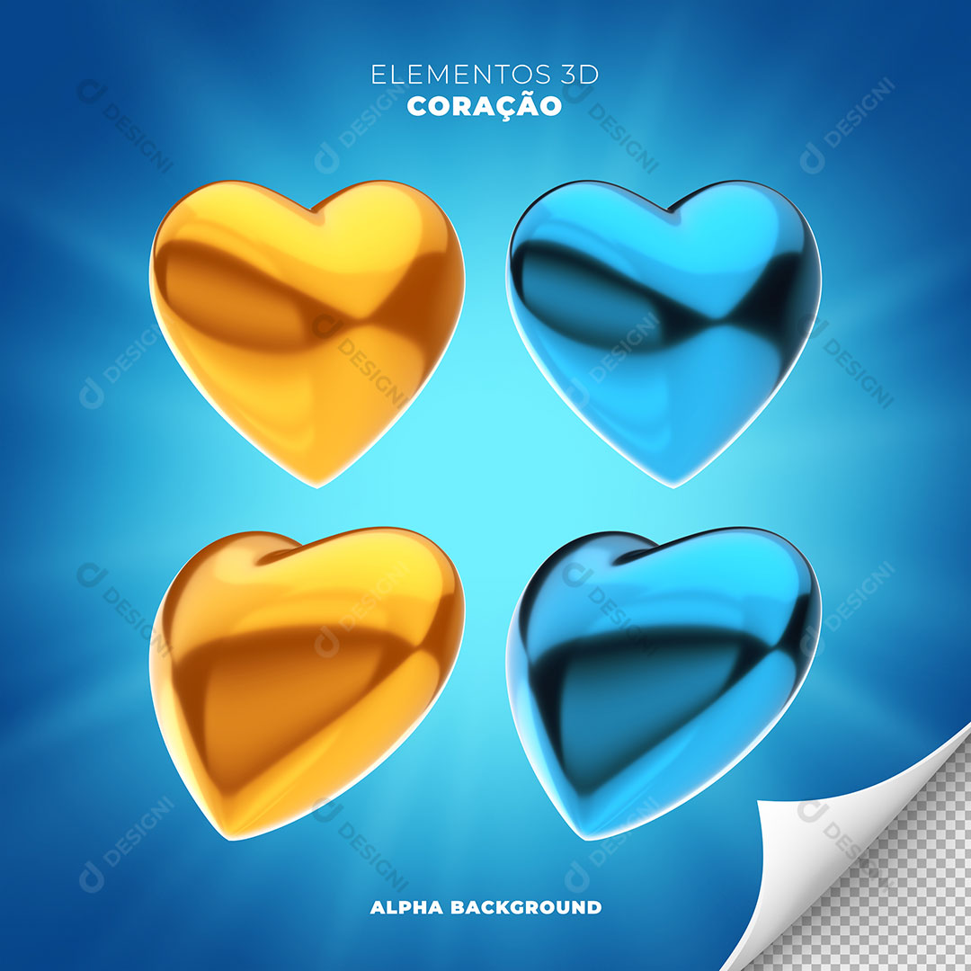 Corações Elementos 3D Para Composição PSD