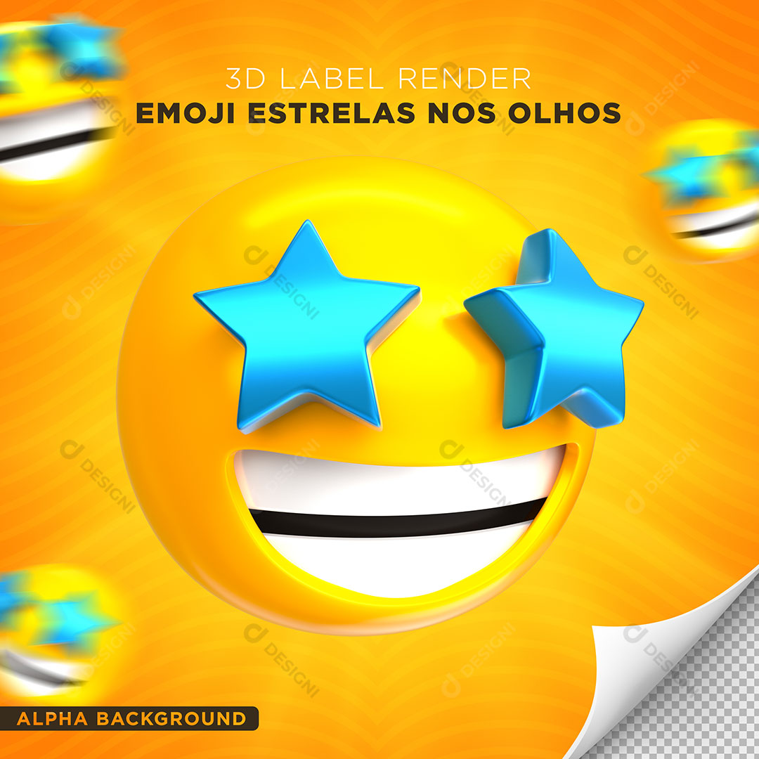 Emoji Estrela Nos Olhos Elemento 3D Para Composição PNG Transparente