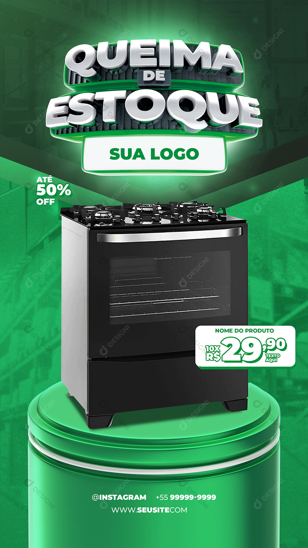 Story Queima de Estoque Fogão Consul Eletrodoméstico Social Media PSD Editável
