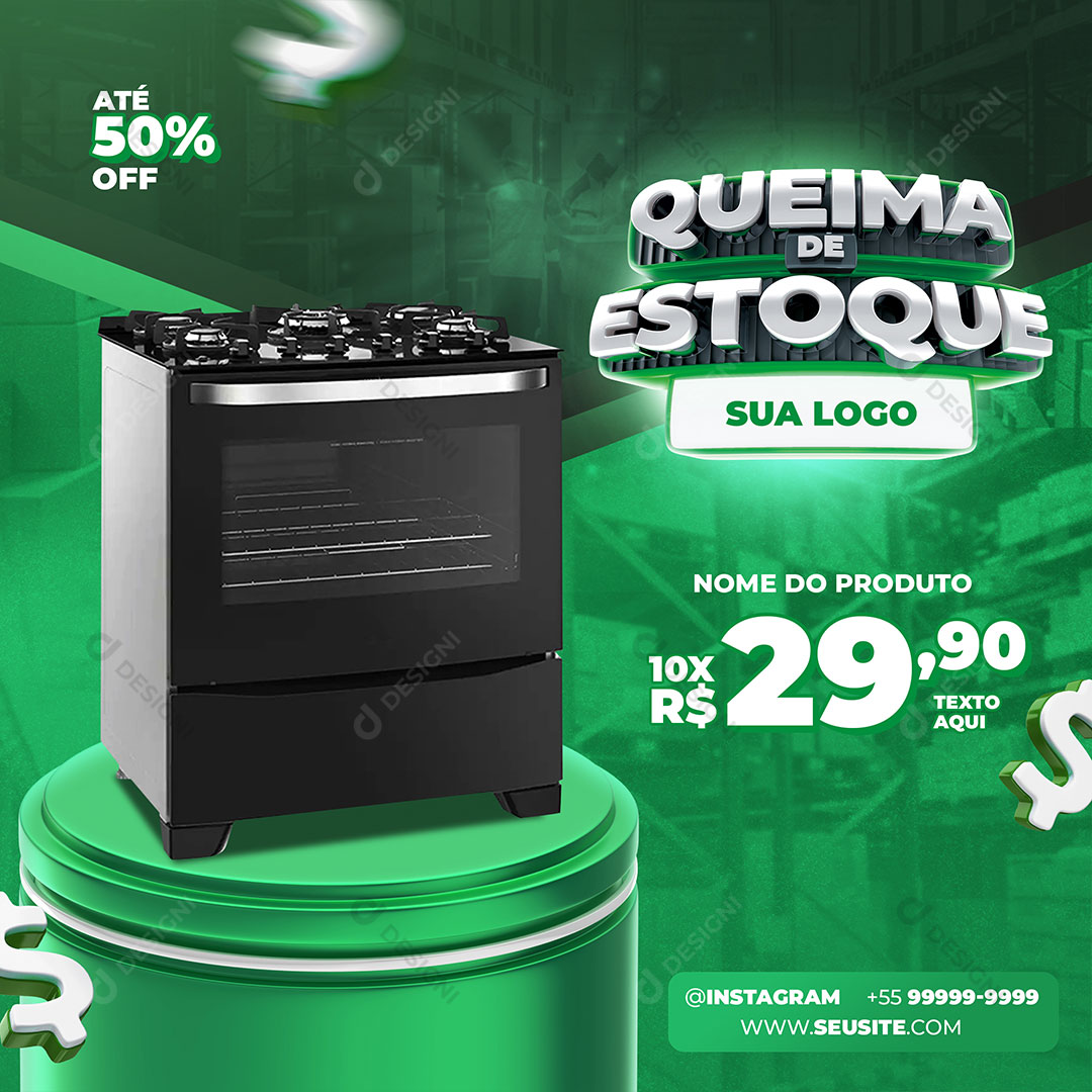 Queima de Estoque Fogão Consul Eletrodoméstico Social Media PSD Editável